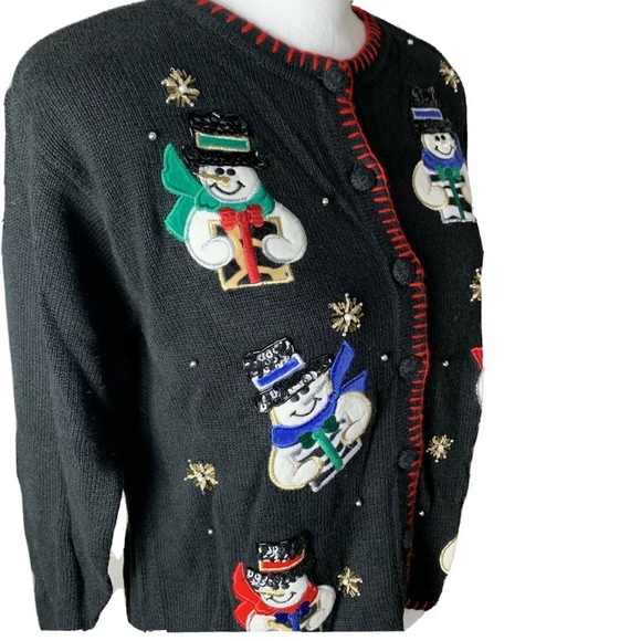 Ugly Christmas Sweater Snowman Cardigan PM - Picture 3 of 10
